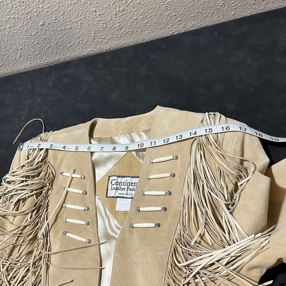 Vintage Continental Leather Fringe Suede Jacket Open Front Western Womens - Picture 7 of 12